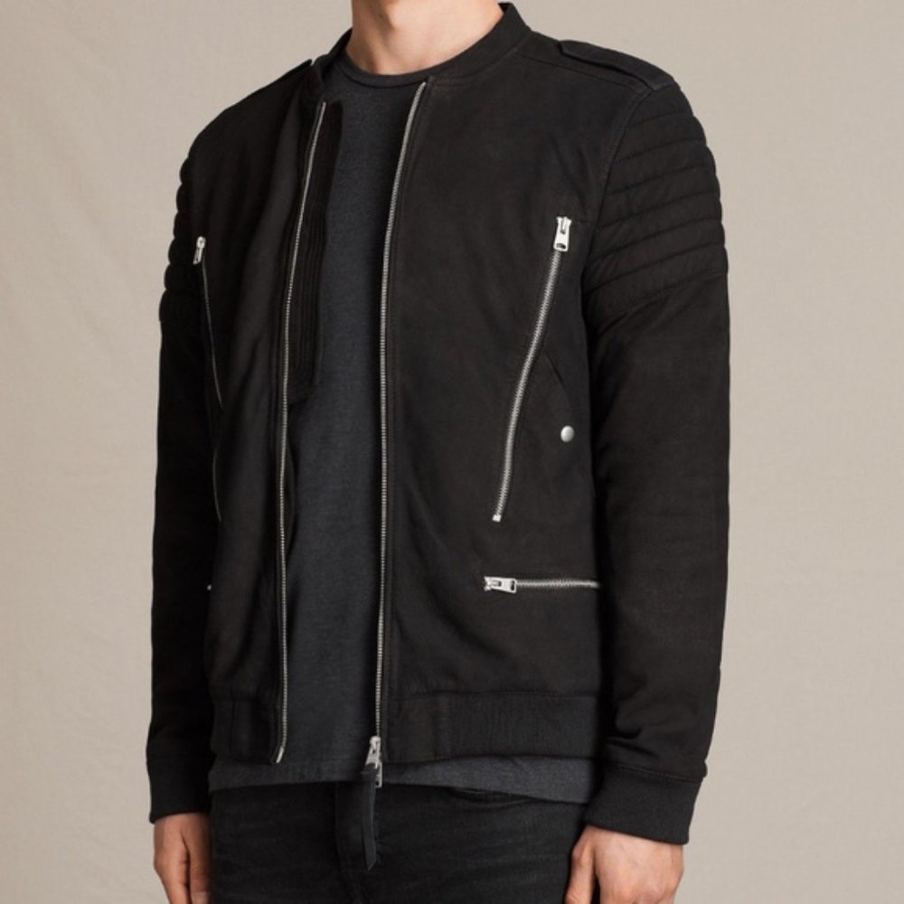 All Saints Ren Bomber Suede Biker Jacket